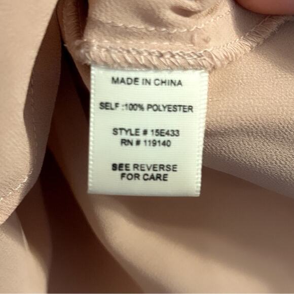 Double Zero Blouse Top Size Medium Blush Open Back Laced Bodice Bell Sleeve - Picture 7 of 8